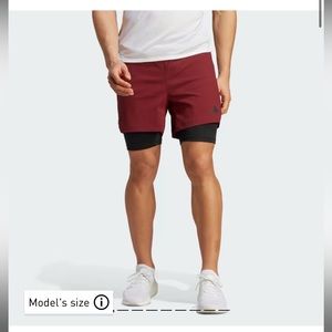 Adidas Power Workout 2 in 1 Men's Shorts IL1394 Size L 9” Shadow Red / Black
